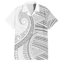 American Samoa White Sunday Family Matching Off Shoulder Maxi Dress and Hawaiian Shirt Polynesian Lotu Tamaiti LT9 Dad's Shirt - Short Sleeve White - Polynesian Pride