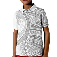 American Samoa White Sunday Kid Polo Shirt Polynesian Lotu Tamaiti - Polynesian Pride