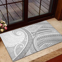 American Samoa White Sunday Rubber Doormat Polynesian Lotu Tamaiti - Polynesian Pride