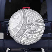 American Samoa White Sunday Spare Tire Cover Polynesian Lotu Tamaiti - Polynesian Pride