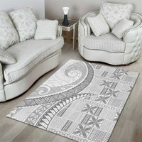 Niue White Sunday Area Rug Niuean Lotu Tamaiti Hiapo Pattern - Polynesian Pride