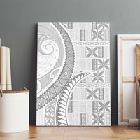 Niue White Sunday Canvas Wall Art Niuean Lotu Tamaiti Hiapo Pattern - Polynesian Pride