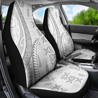 Niue White Sunday Car Seat Cover Niuean Lotu Tamaiti Hiapo Pattern - Polynesian Pride