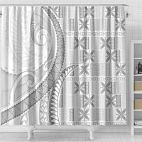 Niue White Sunday Shower Curtain Niuean Lotu Tamaiti Hiapo Pattern - Polynesian Pride