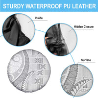 Niue White Sunday Spare Tire Cover Niuean Lotu Tamaiti Hiapo Pattern - Polynesian Pride