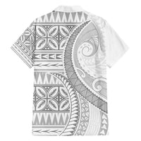 Polynesian White Sunday Family Matching Summer Maxi Dress and Hawaiian Shirt Lotu Tamaiti Melanesian Pattern - Polynesian Pride