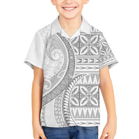 Polynesian White Sunday Family Matching Tank Maxi Dress and Hawaiian Shirt Lotu Tamaiti Melanesian Pattern - Polynesian Pride