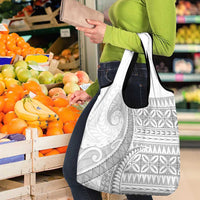 Polynesian White Sunday Grocery Bag Lotu Tamaiti Melanesian Pattern - Polynesian Pride