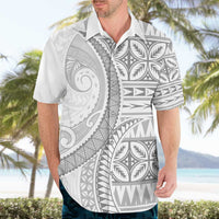 Polynesian White Sunday Hawaiian Shirt Lotu Tamaiti Melanesian Pattern - Polynesian Pride