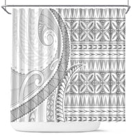 Polynesian White Sunday Shower Curtain Lotu Tamaiti Melanesian Pattern - Polynesian Pride