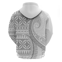 Polynesian White Sunday Zip Hoodie Lotu Tamaiti Melanesian Pattern - Polynesian Pride