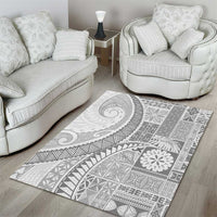 Samoa Siapo White Sunday Area Rug Lotu Tamaiti Polynesian White Pattern - Polynesian Pride