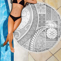 Samoa Siapo White Sunday Beach Blanket Lotu Tamaiti Polynesian White Pattern - Polynesian Pride