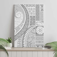 Samoa Siapo White Sunday Canvas Wall Art Lotu Tamaiti Polynesian White Pattern - Polynesian Pride