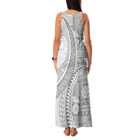 Samoa Siapo White Sunday Family Matching Tank Maxi Dress and Hawaiian Shirt Lotu Tamaiti Polynesian White Pattern - Polynesian Pride