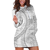 Samoa Siapo White Sunday Hoodie Dress Lotu Tamaiti Polynesian White Pattern - Polynesian Pride