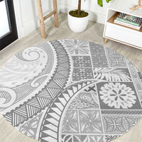 Samoa Siapo White Sunday Round Carpet Lotu Tamaiti Polynesian White Pattern - Polynesian Pride