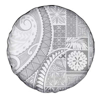 Samoa Siapo White Sunday Spare Tire Cover Lotu Tamaiti Polynesian White Pattern - Polynesian Pride