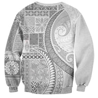 Samoa Siapo White Sunday Sweatshirt Lotu Tamaiti Polynesian White Pattern - Polynesian Pride