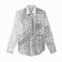Samoa Siapo White Sunday Women Casual Shirt Lotu Tamaiti Polynesian White Pattern - Polynesian Pride