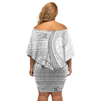 Tokelau White Sunday Family Matching Off Shoulder Short Dress and Hawaiian Shirt Lotu Tamaiti Ngatu Tokelau Feletoa Manulua - Polynesian Pride