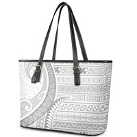 Tokelau White Sunday Leather Tote Bag Lotu Tamaiti Ngatu Tokelau Feletoa Manulua - Polynesian Pride
