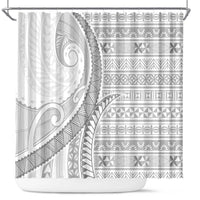 Tokelau White Sunday Shower Curtain Lotu Tamaiti Ngatu Tokelau Feletoa Manulua - Polynesian Pride