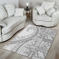Tonga White Sunday Area Rug Lotu Tamaiti Ngatu Tribal - Polynesian Pride
