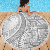Tonga White Sunday Beach Blanket Lotu Tamaiti Ngatu Tribal - Polynesian Pride