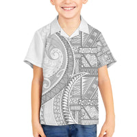 Tonga White Sunday Family Matching Off The Shoulder Long Sleeve Dress and Hawaiian Shirt Lotu Tamaiti Ngatu Tribal - Polynesian Pride