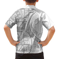 Tonga White Sunday Family Matching Short Sleeve Bodycon Dress and Hawaiian Shirt Lotu Tamaiti Ngatu Tribal - Polynesian Pride