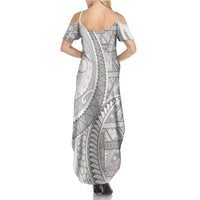 Tonga White Sunday Family Matching Summer Maxi Dress and Hawaiian Shirt Lotu Tamaiti Ngatu Tribal - Polynesian Pride