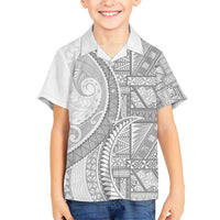 Tonga White Sunday Kid Hawaiian Shirt Lotu Tamaiti Ngatu Tribal LT9 Kid White - Polynesian Pride
