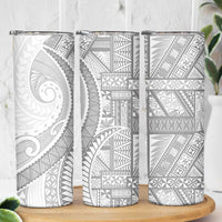 Tonga White Sunday Skinny Tumbler Lotu Tamaiti Ngatu Tribal - Polynesian Pride