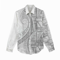 Tonga White Sunday Women Casual Shirt Lotu Tamaiti Ngatu Tribal - Polynesian Pride