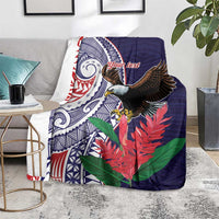 American Samoa Bald Eagle Personalized Blanket Polynesian Teuila Flowers - Polynesian Pride