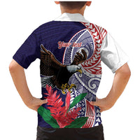 American Samoa Bald Eagle Personalized Family Matching Mermaid Dress and Hawaiian Shirt Polynesian Teuila Flowers - Polynesian Pride