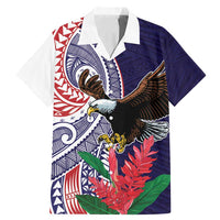 American Samoa Bald Eagle Personalized Family Matching Mermaid Dress and Hawaiian Shirt Polynesian Teuila Flowers - Polynesian Pride