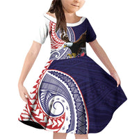 American Samoa Bald Eagle Personalized Family Matching Off Shoulder Short Dress and Hawaiian Shirt Polynesian Teuila Flowers - Polynesian Pride