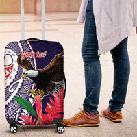 American Samoa Bald Eagle Personalized Luggage Cover Polynesian Teuila Flowers - Polynesian Pride