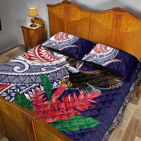 American Samoa Bald Eagle Personalized Quilt Bed Set Polynesian Teuila Flowers - Polynesian Pride