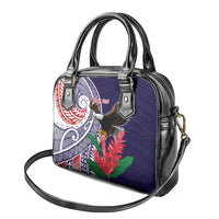American Samoa Bald Eagle Personalized Shoulder Handbag Polynesian Teuila Flowers - Polynesian Pride