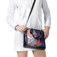 American Samoa Bald Eagle Personalized Shoulder Handbag Polynesian Teuila Flowers - Polynesian Pride