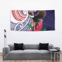 American Samoa Bald Eagle Personalized Tapestry Polynesian Teuila Flowers - Polynesian Pride