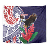 American Samoa Bald Eagle Personalized Tapestry Polynesian Teuila Flowers - Polynesian Pride