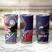 American Samoa Bald Eagle Personalized Tumbler Cup Polynesian Teuila Flowers - Polynesian Pride