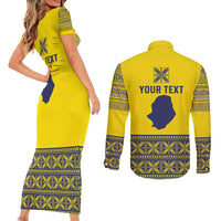 Niue Crab Personalised Couples Matching Short Sleeve Bodycon Dress and Long Sleeve Button Shirt Niuean Hiapo Pattern LT9 - Polynesian Pride