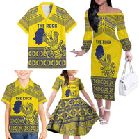 Niue Crab Personalised Family Matching Off The Shoulder Long Sleeve Dress and Hawaiian Shirt Niuean Hiapo Pattern - Polynesian Pride