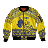 Niue Crab Personalised Sleeve Zip Bomber Jacket Niuean Hiapo Pattern - Polynesian Pride