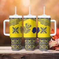 Niue Crab Personalised Tumbler With Handle Niuean Hiapo Pattern - Polynesian Pride